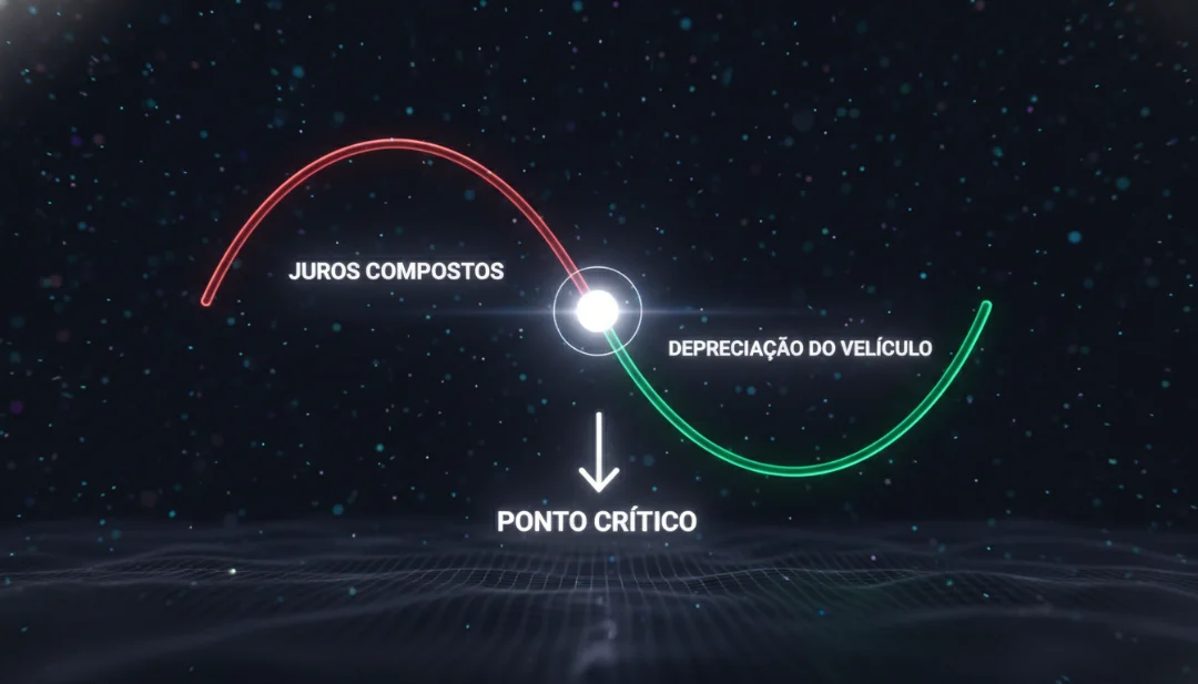 (Gráfico de linha flutuante em 3D mostrando duas curvas: uma vermelha subindo representando os